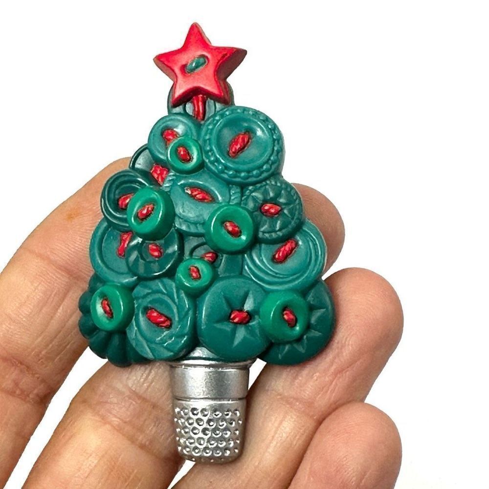 Hallmark Christmas with brooch with thimble and buttons